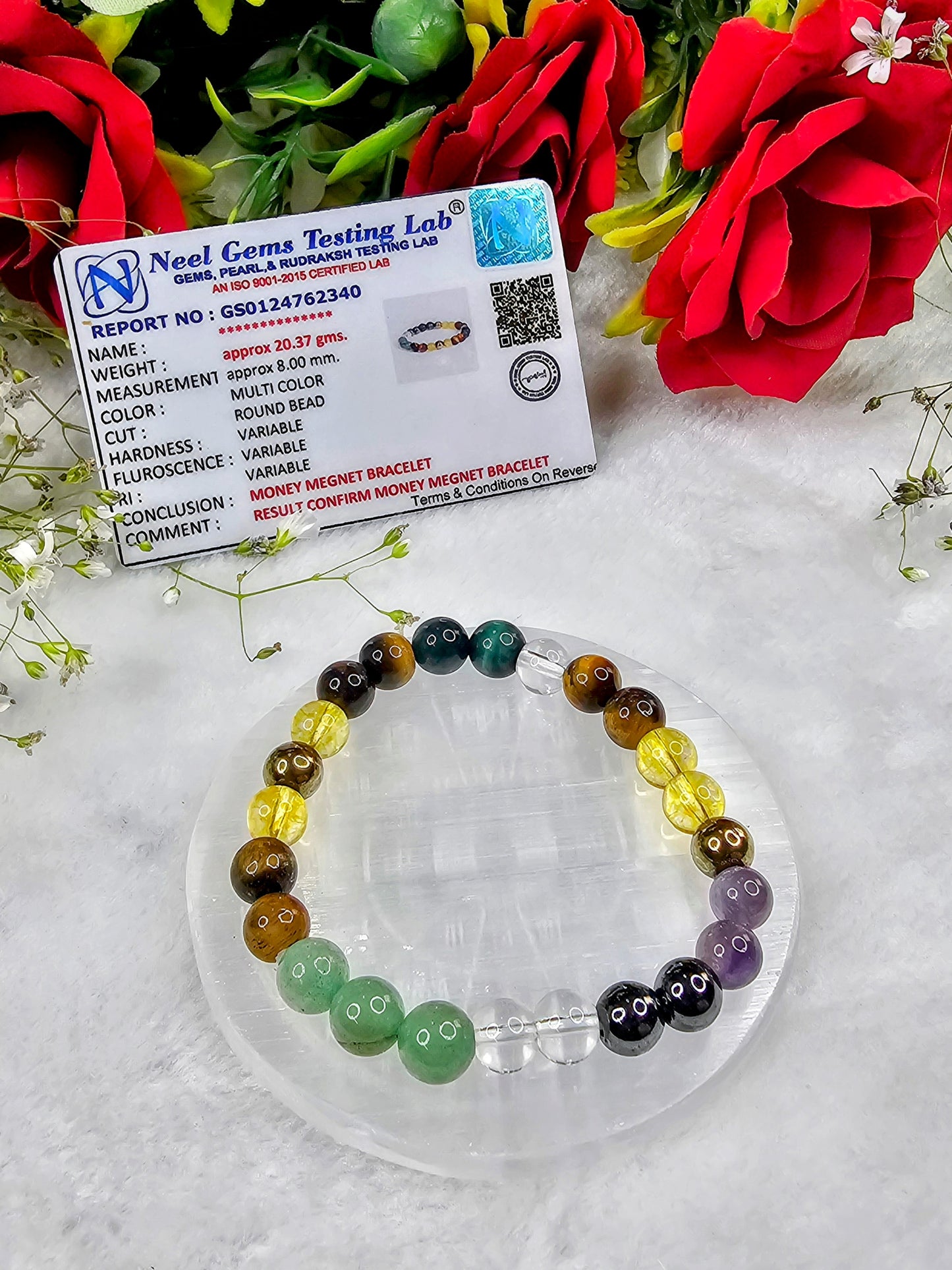 Money Magnet Pro Bracelet (Aventurine, Citrine, Tiger Eye, Pyrite) - Abhimantrit & Certified