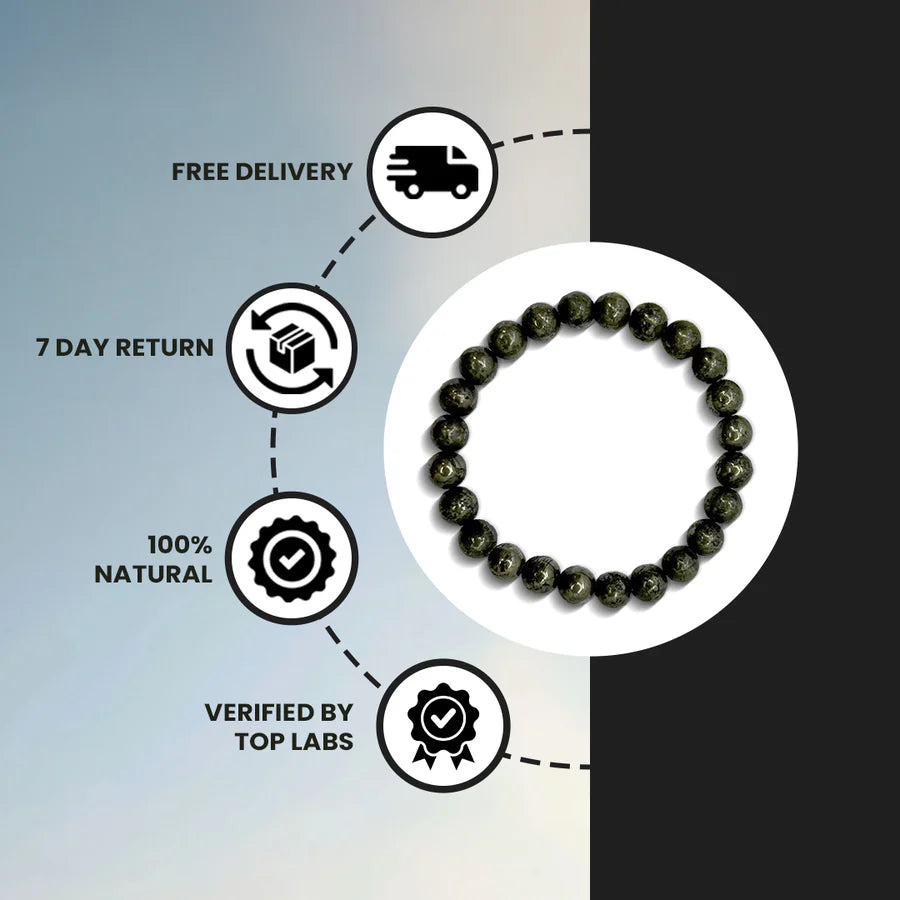 Natural Raw Pyrite Bracelet - For Attract Mony, Success, Name & Fame - Abimantrit & Certified